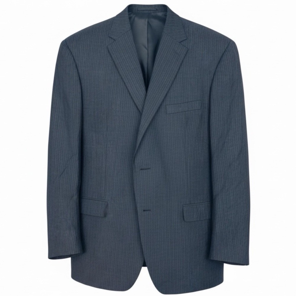 Lauren Ralph Lauren Mens 50R Grey Pinstripe‎ 100% Wool 2-Button Blazer Jacket